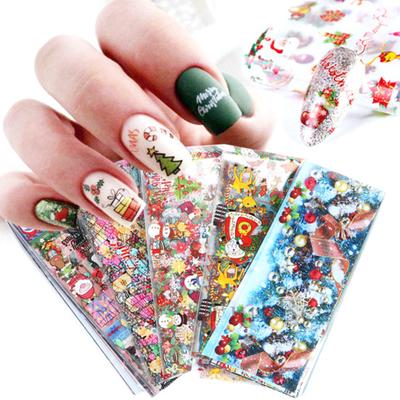 50 pezzi di adesivi per unghie effetto visivo lucido decorativo 6 stili fantastici carte per nail art a tema natalizio decalcomanie di trasferimento per salone
