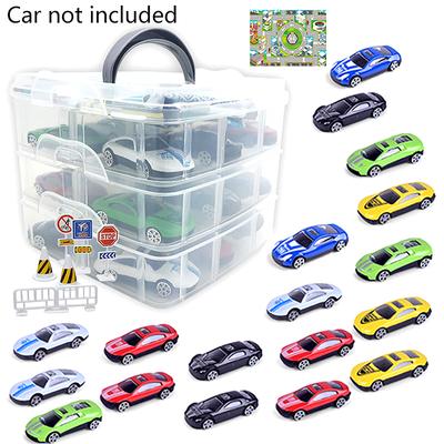 1:Caja de exhibición de 3 capas de 64, gabinete de juguetes para modelos de autos, estante para almacenamiento de autos Hotwheels, caja a prueba de polvo, accesorios para automóviles