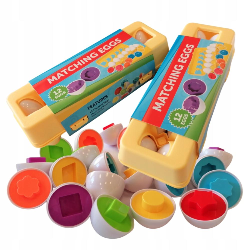Jajka Edukacja Układanka Sorter Dopasuj Kształt I Kolor Montessori