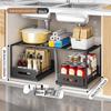 Retractable Under-Sink Organizer: Pull-Out Drawer & Storage Rack for Pots and Pans