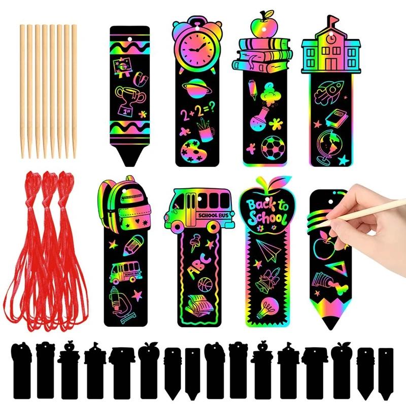 Бумага для рисования царапками Животные Цветная скретч-бумага Для детей Декорации BTS Back To School Вечеринка Скретч-карточка