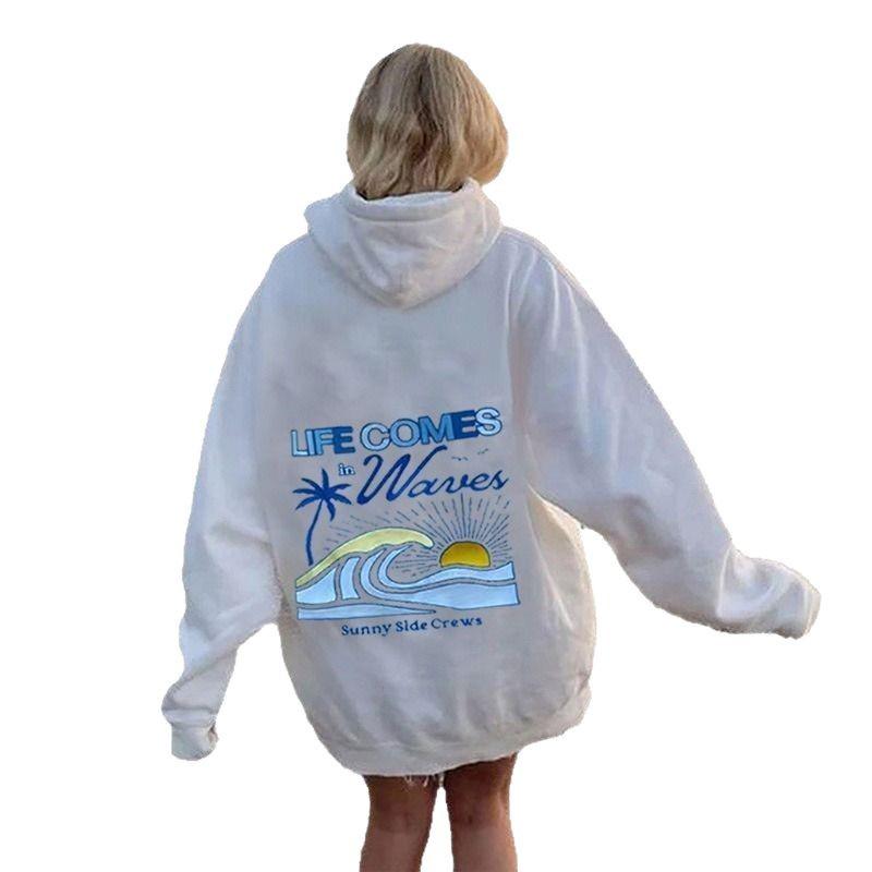 2024 Autumn/Winter Trendy Men's & Women's Drop-Shoulder Long-Sleeve Hooded Sweatshirt - Fashionable, Casual & High-Quality Printed Design