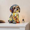 Luce Notturna per Cani con Adorabile Design a Vetro Colorato di Cucciolo, Calda Luce LED, Lampada da Tavolo per Camera da Letto Alimentata da USB per Amanti dei Cani