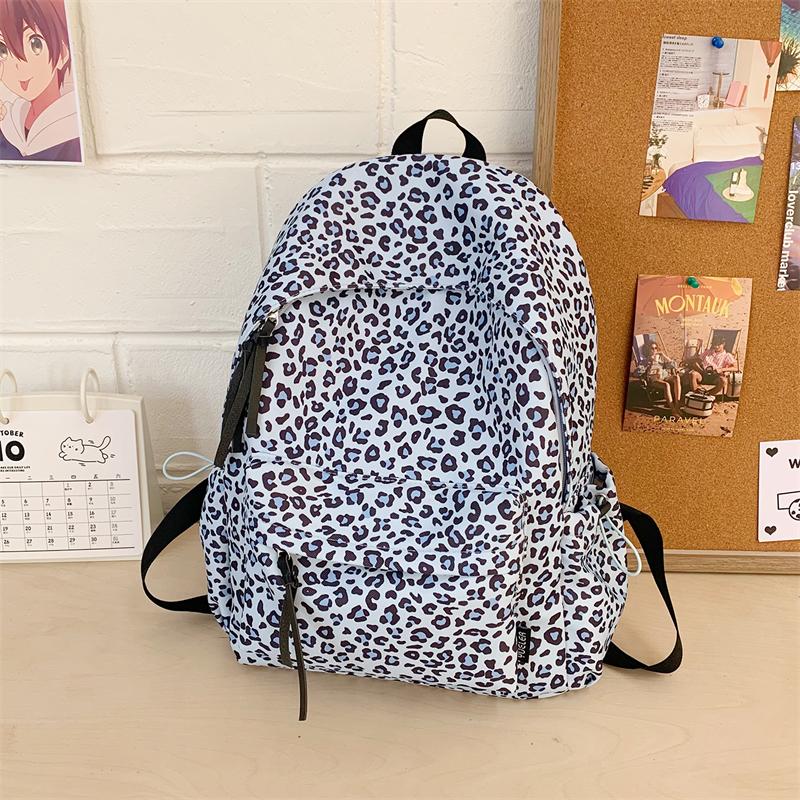 Ретро Рюкзак с Леопардовым Принтом Студенческая Школьная Сумка Легкий Туристический Рюкзак синий