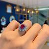 Color treasure model European and American imitation pigeon blood red treasure, Tanzania sapphire retro ring main stone 8 * 10