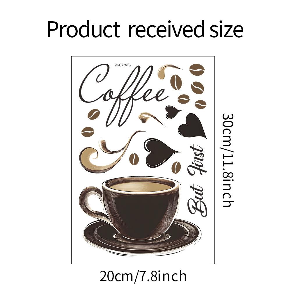 Creative Love Coffee Cup Wall Stickers For Cafe Background Decoration Wallpaper Kitchen Beautify Home Decor Self-adhesive Decals