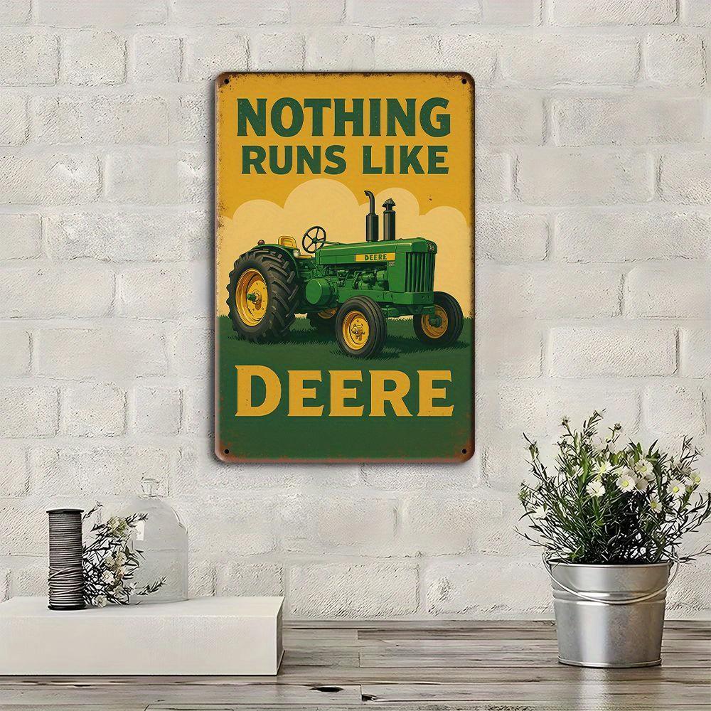 "Nothing Runs Like Deere" Tractor Sign - 19.81x29.97cm Vintage Metal Decor for Farmhouse & Garage