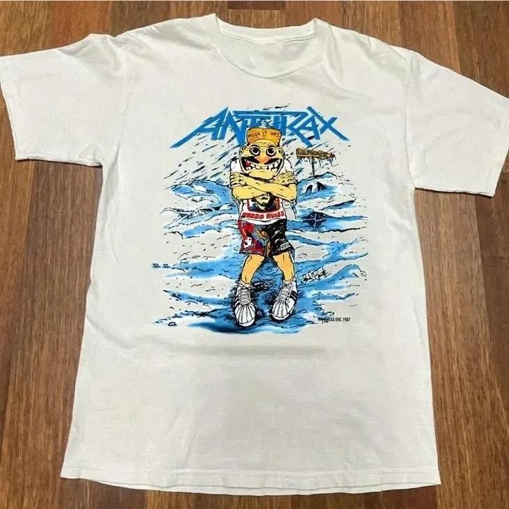 Anthrax Band Among the Living Tour 1987 Vintage White Graphic  S Unisex T-Shirt L