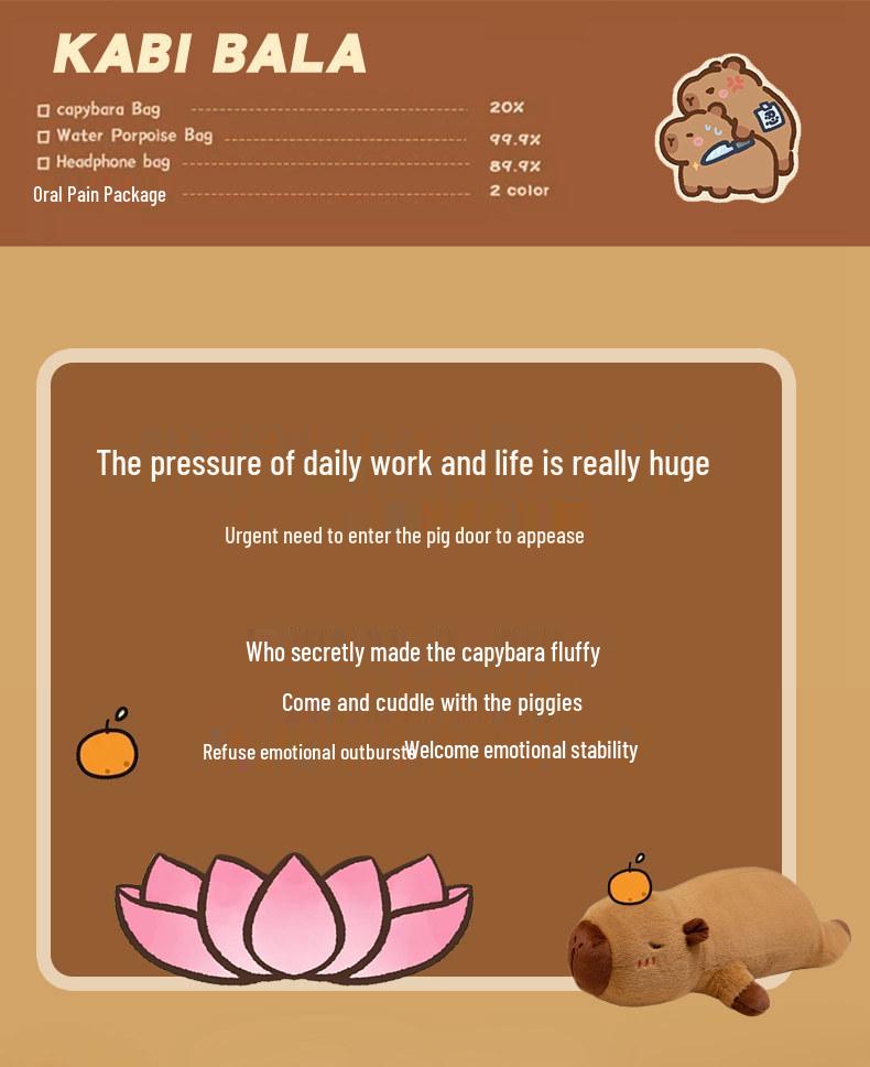 Detachable Washable Capybara Hugging Pillow Doll for Girls