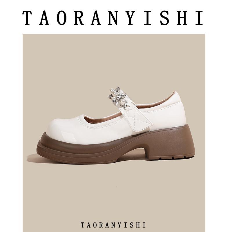 thick-soled Mary Jane small leather shoes women's new single shoes soft leather, large size women's shoes 1 4