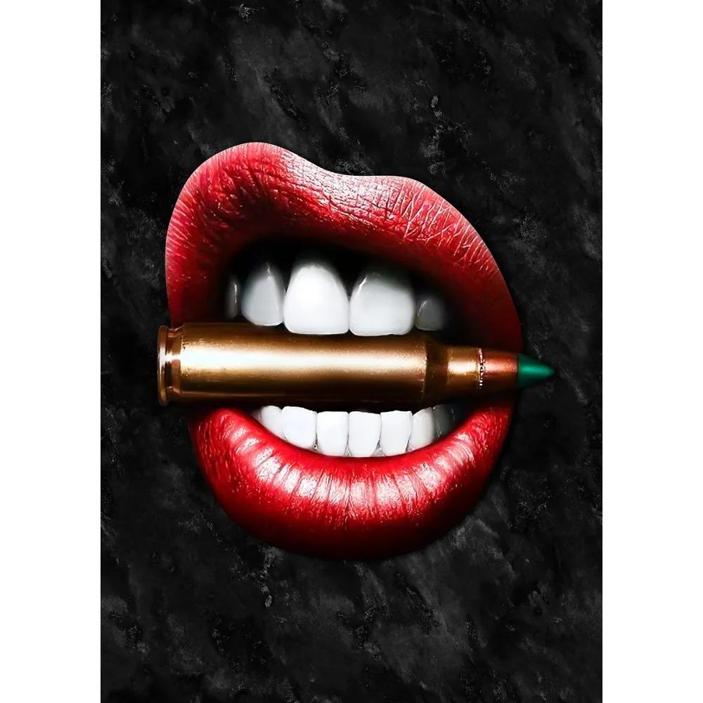 Luxury Modern Golden Lips Money Flower Poster Print Abstract Canvas Painting Wall Minimalist Art for Living Room Home Decoration