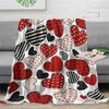 Cozy Buryeah Preppy Style Valentines Day Flannel Blanket-Soft, Warm 100% Polyester with Colorful Heart & Polka Dot Print Patterns, Ideal for All Seaso