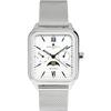 Salvatore Mara Watch Moon Phase Square Square Multi Calendar Business Formal Men's Stainless Steel Mesh Belt Limited Model Silver White SM24112-SSWHM