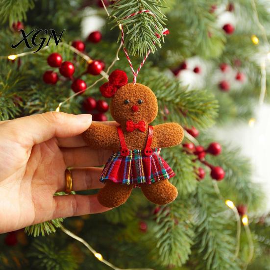 Christmas Wreath Embellishments 3 Pcs Mini Plush Gingerbread Man Ornaments, Small Stuffed Cute Xmas Tree Decor Decoration for Holiday Home Decor,