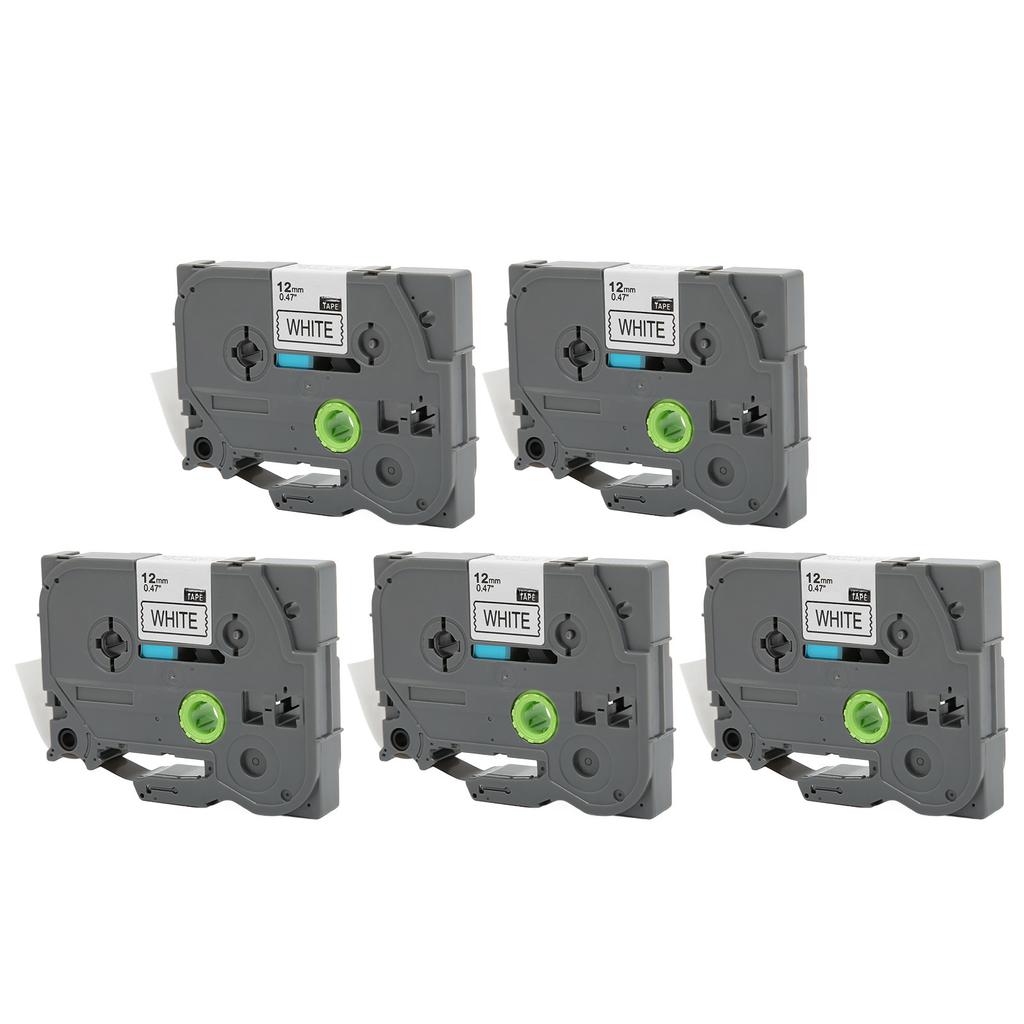 5 Pcs Label Maker Tape Black On White 12mm Width 8m Length Waterproof Printer Label Maker Tape for P Touch for PT D210