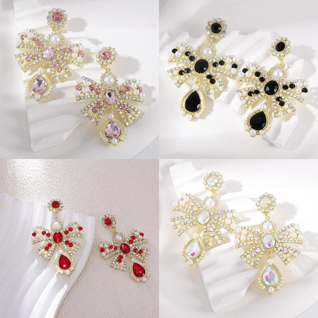 Alloy Butterfly Bow Earrings For Women With Retro Vintage Style Seasonal Accessory