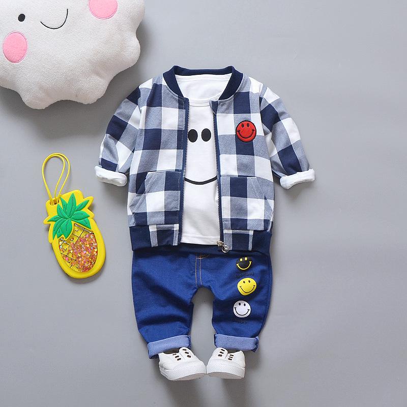 Kids' Korean Style Cartoon 3-Piece Set: Long Sleeve Sweatshirt, Jacket, and Pants for Boys - Perfect for Autumn and Spring.