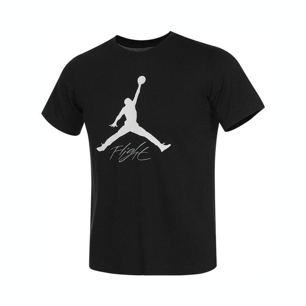Jordan Logo Letter Round Neck Versatile Short Sleeve T-Shirt Kids Tops Black HQ7658-010
