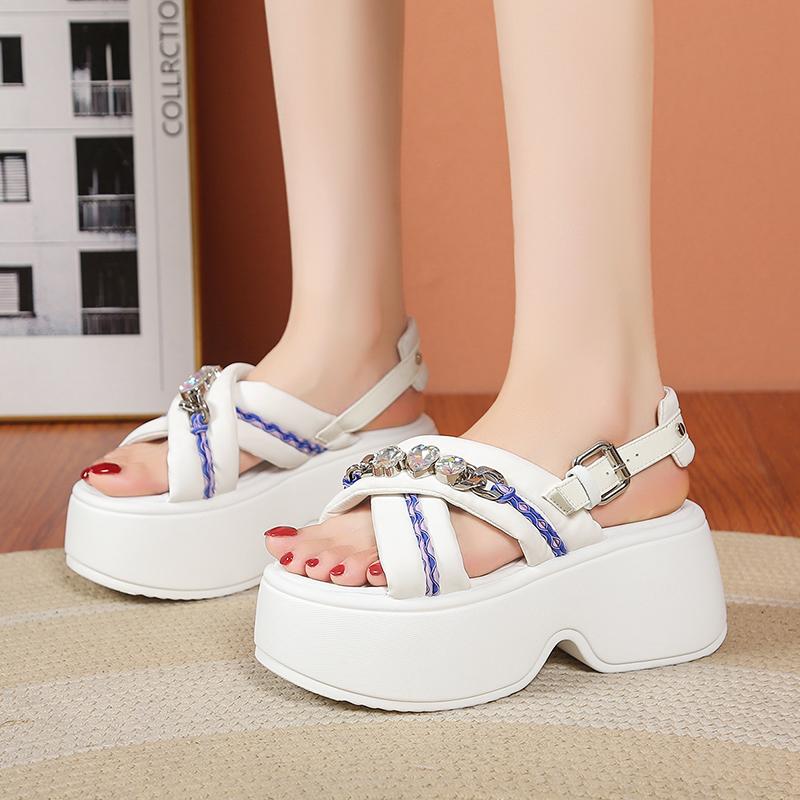 Fashion New Summer Wedges Sandals 8CM Ladies Beach Slippers High Heels Sandals Women Casual Platform Chunky Flip-Flops Sandalias Mujer