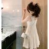 Classic White Sleeveless Dress With Knit Fabric For Summer Casual And Yoga Wear