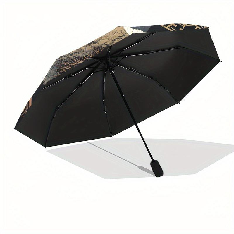 Tree of Life Circular Wall Art DecorUmbrella, Portable 3-Fold Compact Umbrella for Men & Women Gift