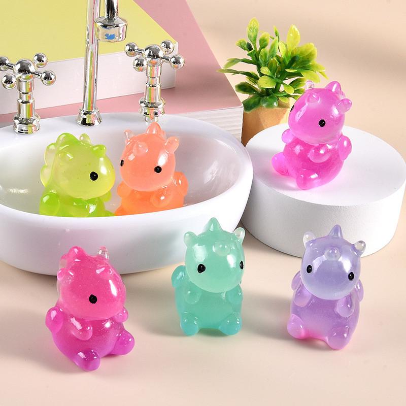 6Pcs Multicolors Luminous Unicorn Animal Miniatures Resin Ornaments Fairy Garden Decoration Micro Landscape