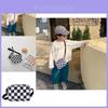 Stylish Black And White Checkered Children's Canvas Crossbody Bag For Boys And Girls