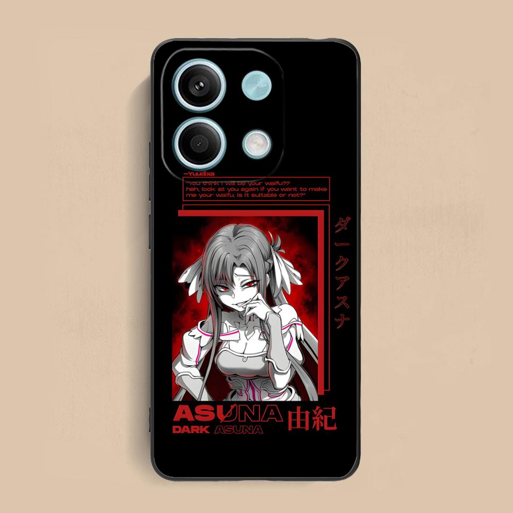 Sword Art Online Asuna Handyhülle für Xiaomi Redmi Note 14 13 12 11 10 9 S A Pro Plus Lite 5G Schwarze Abdeckung Handys Smartphone