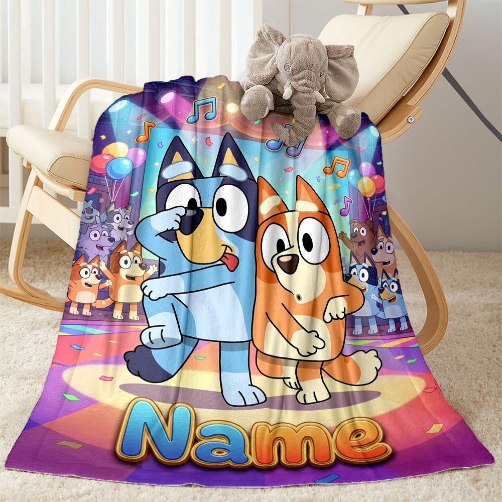 Bluey's Beach Adventure Customize Text Blanket Throw Personalized Blanket Warmthful Decor Perfect for Office Seaside Chair Office Chair All-Season Use