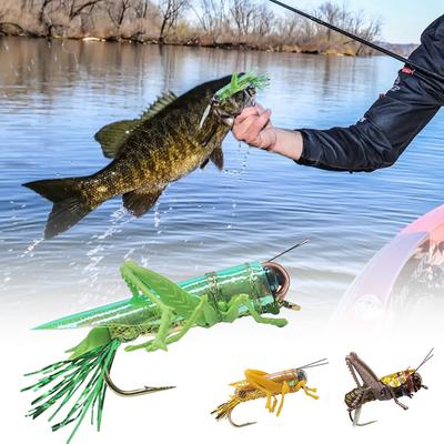 1PC Bionic Locust Grasshopper Fly Hook Lure Insect Floating Artificial Bait Fishing Gear Accessories