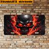 2D Flat, 1pc, for Decoration Solely, 12X6 Inch Red Eye Metal Skull Surrounded by Flames Aluminum License Plate, for Home Cafe Bar Wall And Car Decor, 