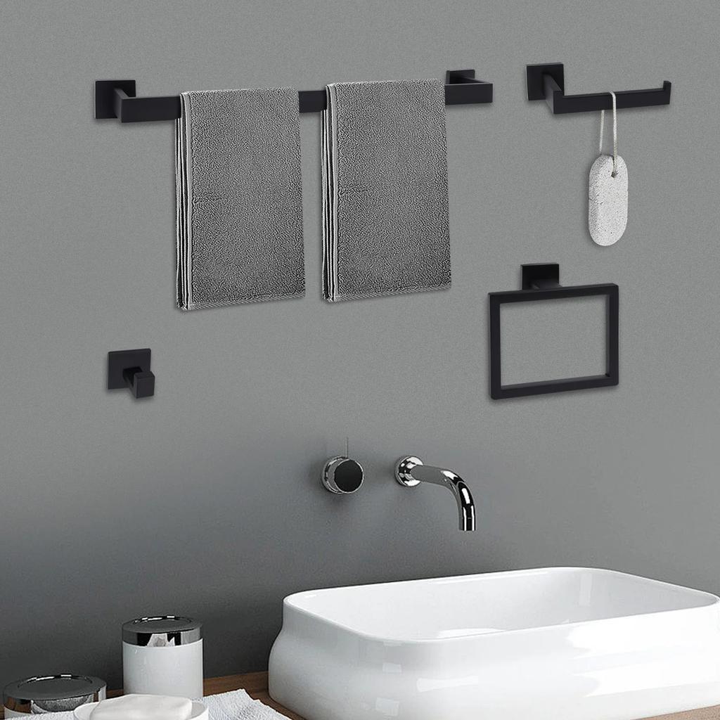 Stainless Steel Ring Wall Mounted Square Towel Holder Hand Hanger Bath Rack for Kitchen Bathroom Toilet