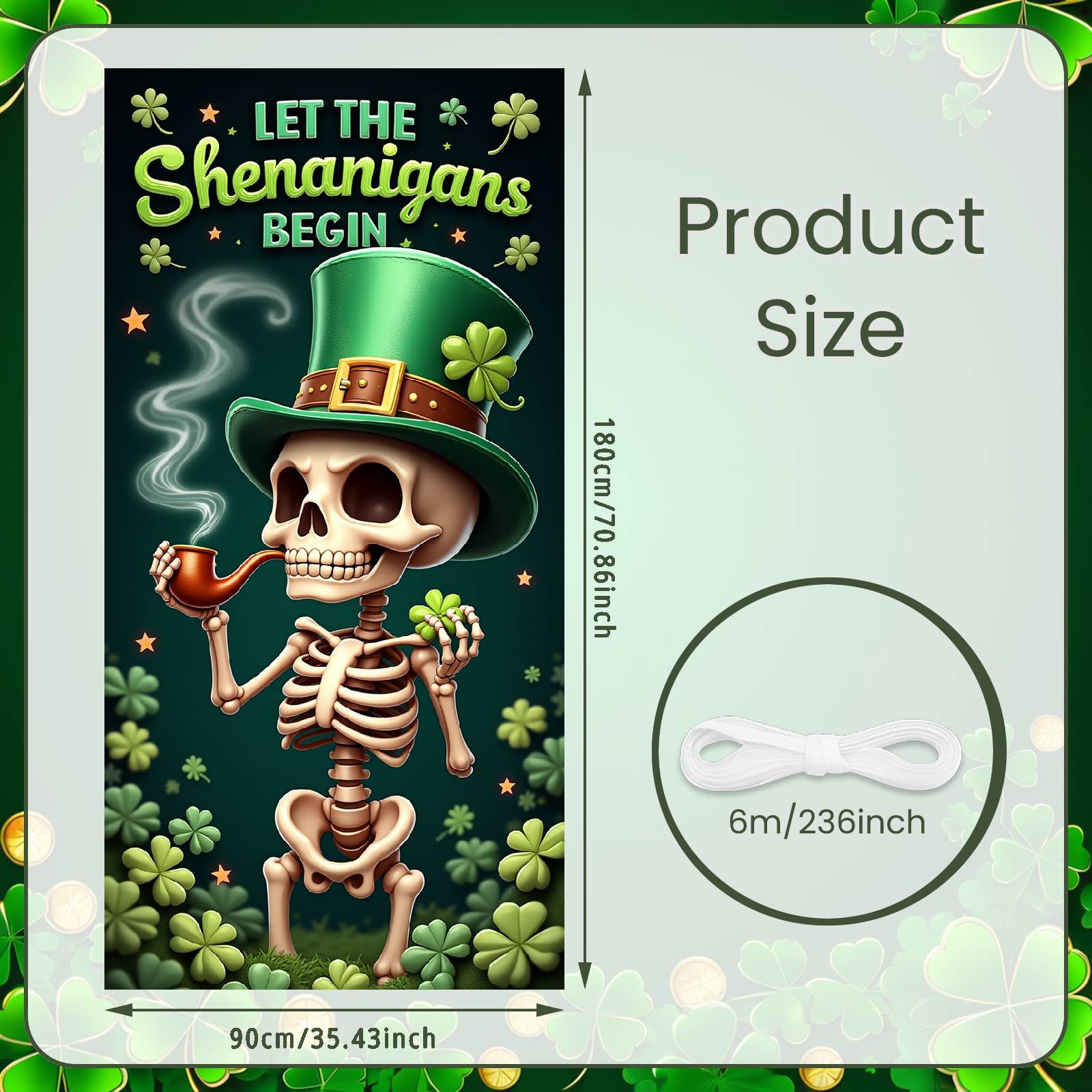 

Festival Banner Gold Accent Clover Backdrop Happy St. Patrick s Display Green Hat Design Celebration Background For Bar Pub