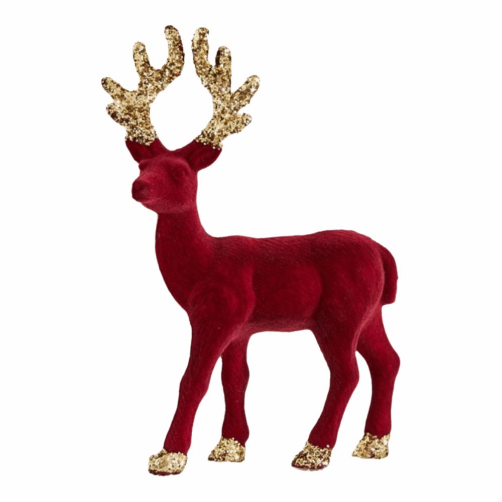 Glittering Christmas Red Deer Figurines Elegant Elk Glitter Deer Decor Shop