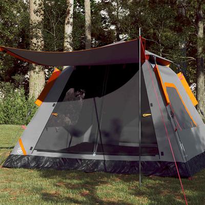 Vidaxl 5-Person Tent, Grey-Orange, Quick Assembly