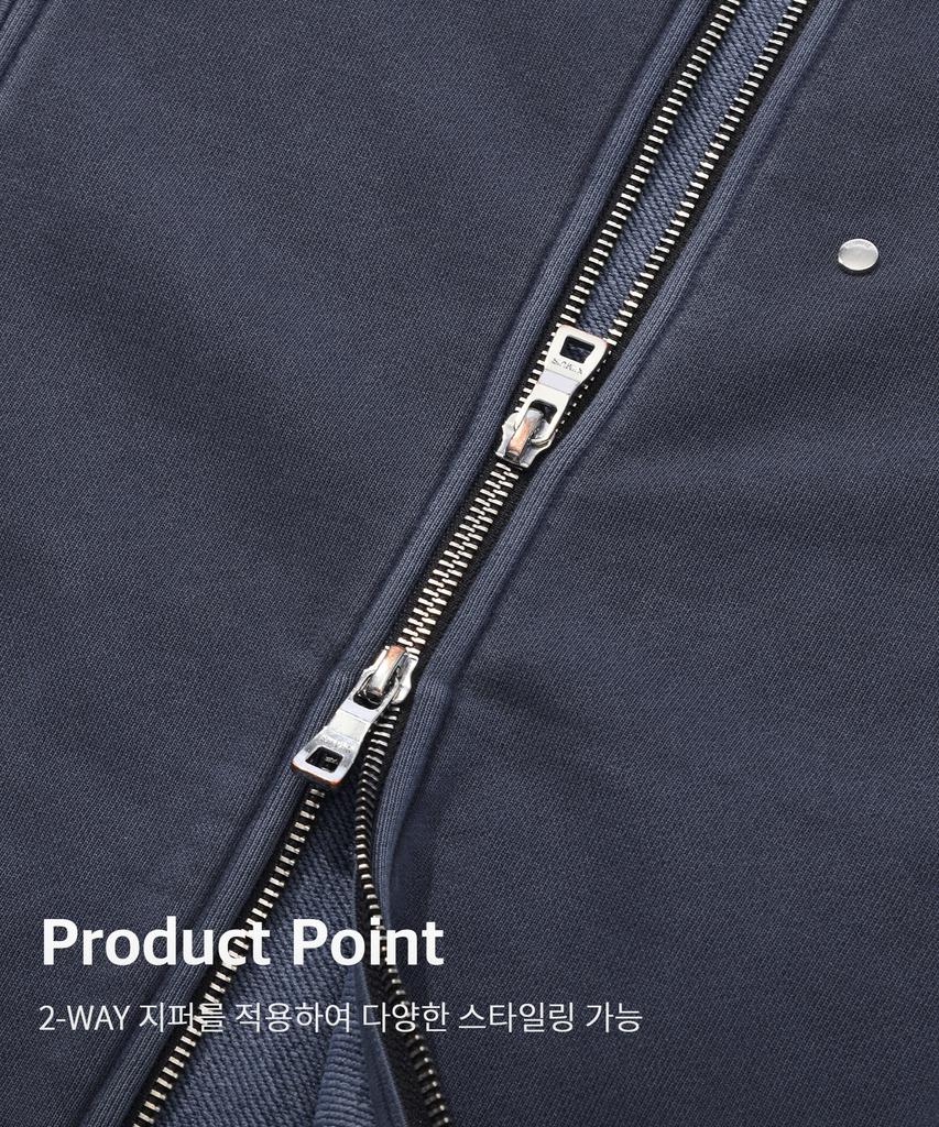 Kiimuir Curved Overfit Big Collar Zip-Up (Pigment Ver.)_Navy