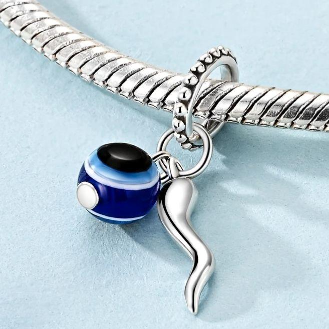 Devil's Eye Charm Bead Component Copper Metal Authentic Original Pendant Bead Component Compatible With Bracelet High Quality Fine Jewelry Do It