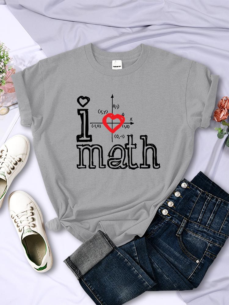Fashion Logo I Love Math Printed Women Tshirts Casual Summer Sport Tee Clothing Creativity All-math Short Sleeve Female Tops