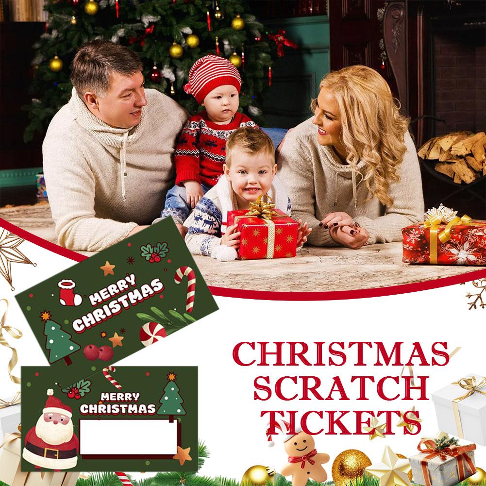 10pcs Christmas Scratch Cards Set DIY Gift Vouchers with Santa Claus & Tree Designs Party Favors DIY Games Supplies Gift Voucher