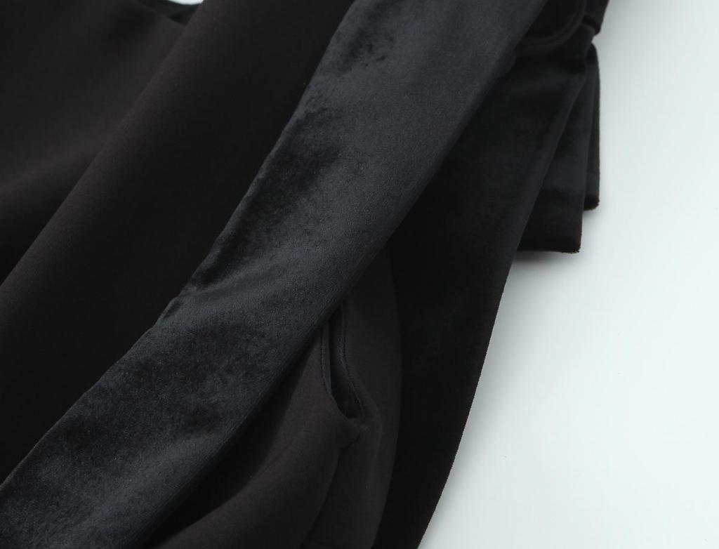 European & American Style Velvet Bow Spaghetti Strap Mini Dress - Autumn Collection for Women