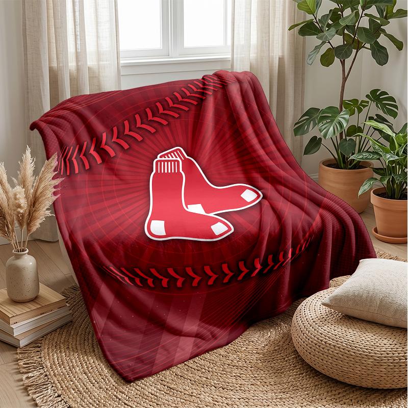 Boston Red Sox Flannel Fleece Blanket Cozy Warm Throw Blanket For Couch Bed Travel All Season Use