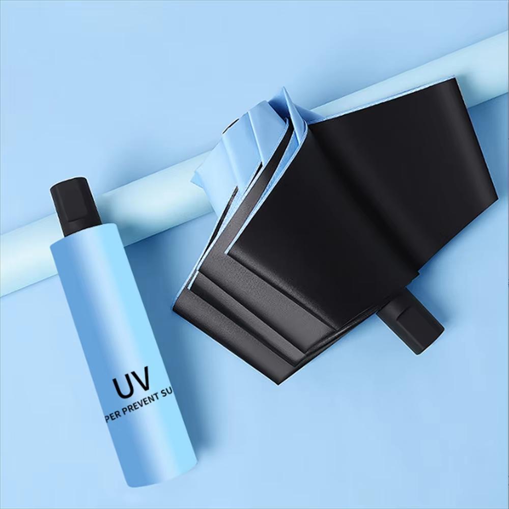 

Дорожный зонт Ветрозащитный складной зонт от дождя, Компактный зонт для автомобиля, Легкий зонт от солнца с УФ-защитой для мужчин и небесно-голубой