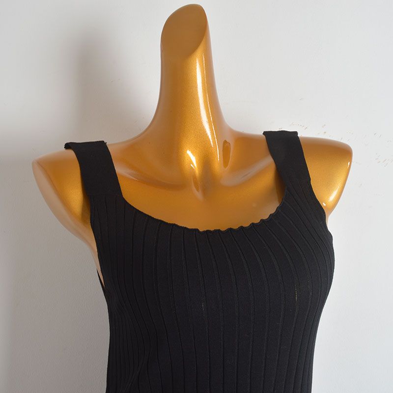French style Simple New Sleeveless Cami Knitted dress Women clothes Summer Slim fit Slimming Sheath Skirt