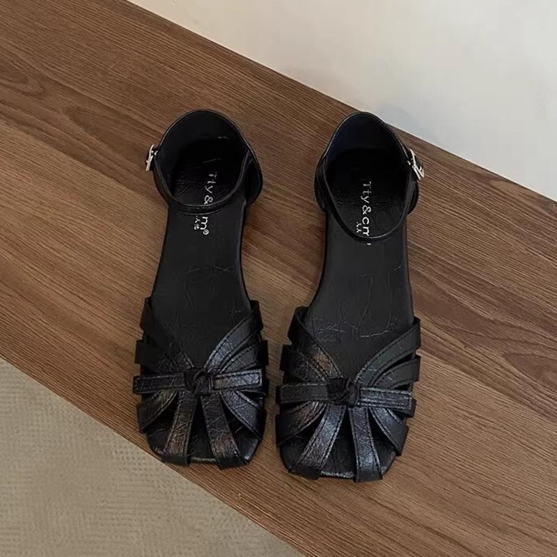 

Мода SUOJIALUN 2025 Новый Бренд Женские Сандалии Мода Узкий Ремешок Женские Элегантные Уличные Платье Слингбэк Сандалии Плоский Каблук Мюли Обувь 35 чёрный