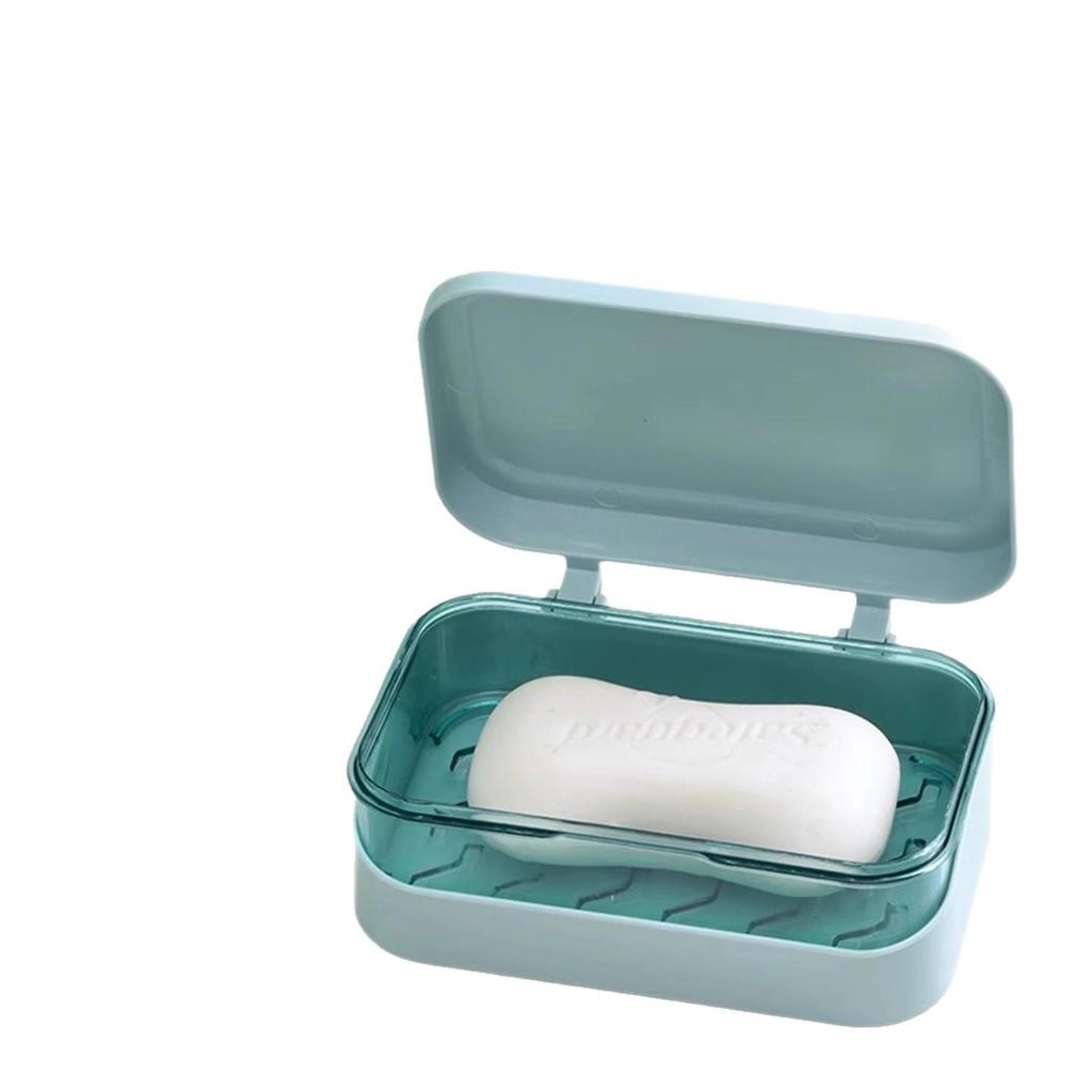 Creative Flip-Top Soap Dish with Lid - Punch-Free Draining Soap Box for Bathroom and Laundry