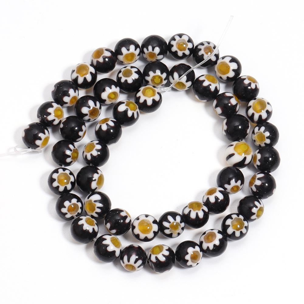 Bunte runde Lampwork-Perlen mit Millefiori-Muster für DIY-Handarmbänder