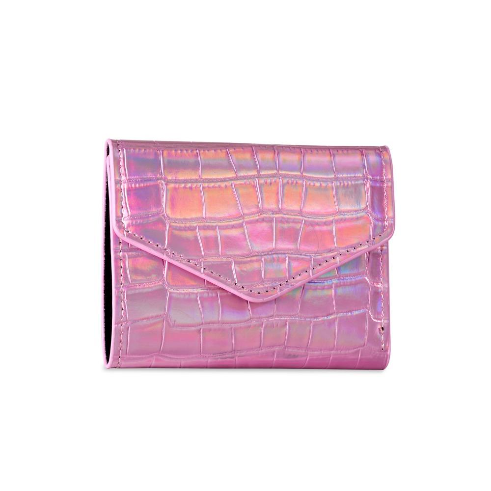 

Ultra-thin Laser Women s Wallet Large Capacity Multi-card Slot Card Holder PU Leather Portable Photocard Bag Outdoor рожевий