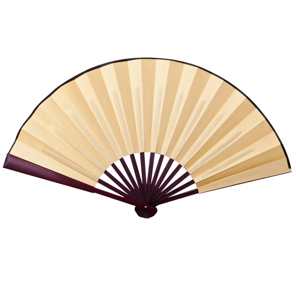 Silk Cloth Chinese Folding Fan 10.6/13 Inches Solid Color Bamboo Antiquity Blank Fan for Calligraphy Painting Writing Home Decor