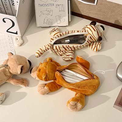 Cartoon Animal Elephant Lion Pluszowy Długopis Etui Dla Dzieci Szkoła Sezon Duża Pojemność Materiały Papiernicze Torba Do Przechowywania Dla Dzieci Prezent