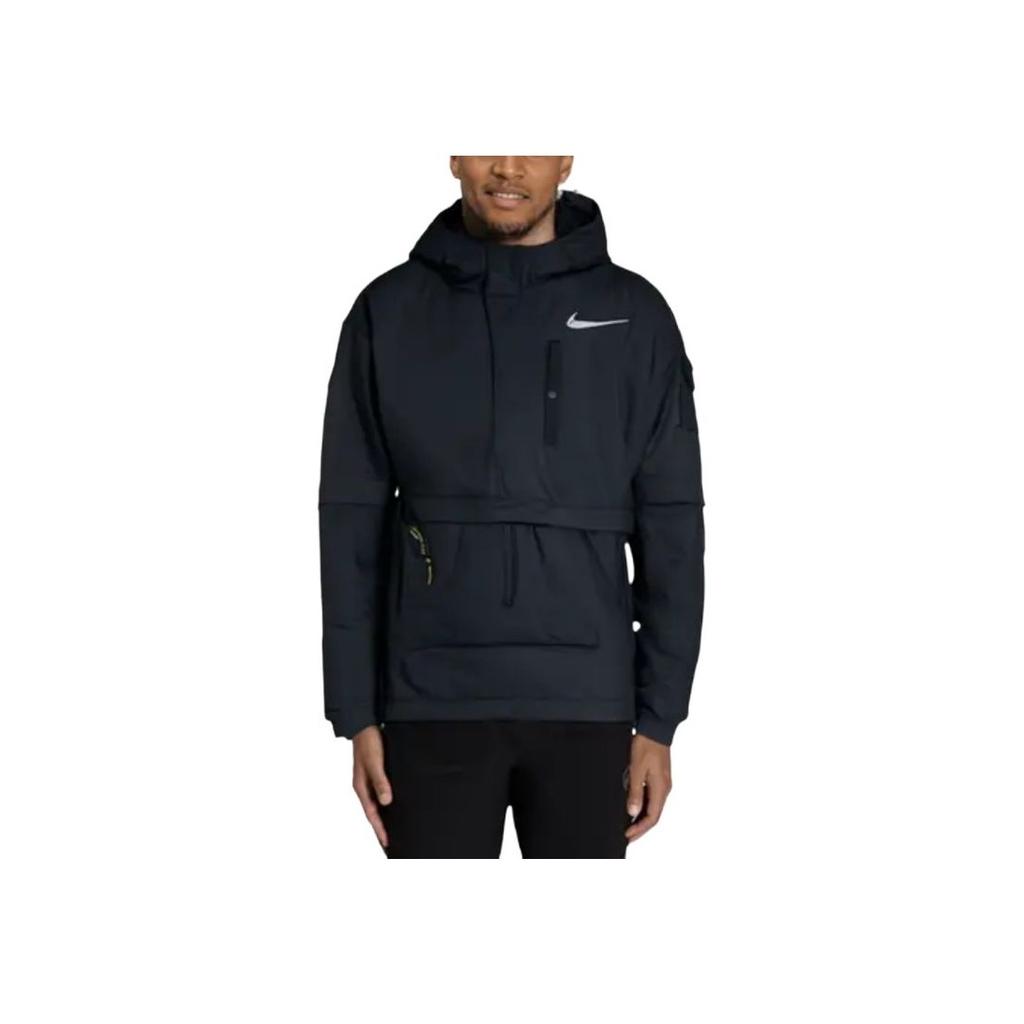 Nike Logo Print Sport Hooded Jacket With Large Pockets Men Outerwear Black CT2197-010
